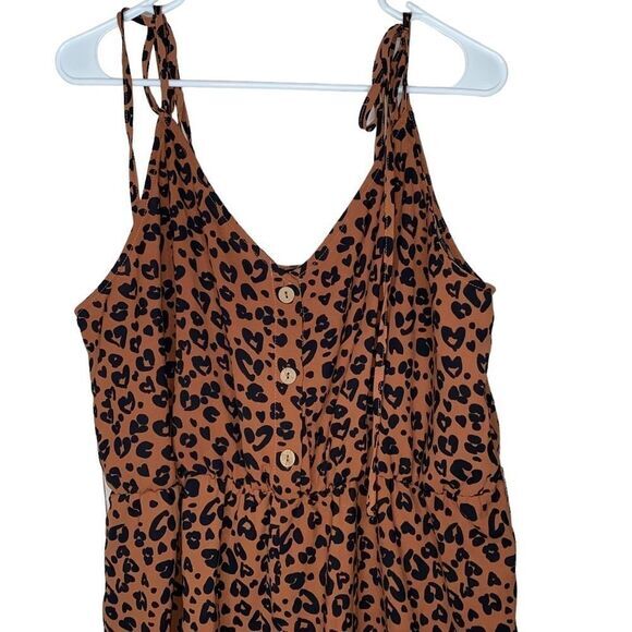 SHEIN Plus Tied Shoulder‎ Ruffle Hem Leopard Belted Cami Romper 2XL - Picture 6 of 11